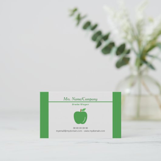 Green Apple Teacher Business Card 名刺 (スタンド正面)