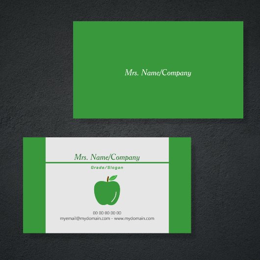 Green Apple Teacher Business Card 名刺