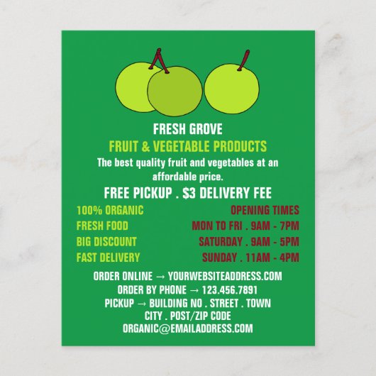 Green Apples, Greengrocers Advertising チラシ (正面)