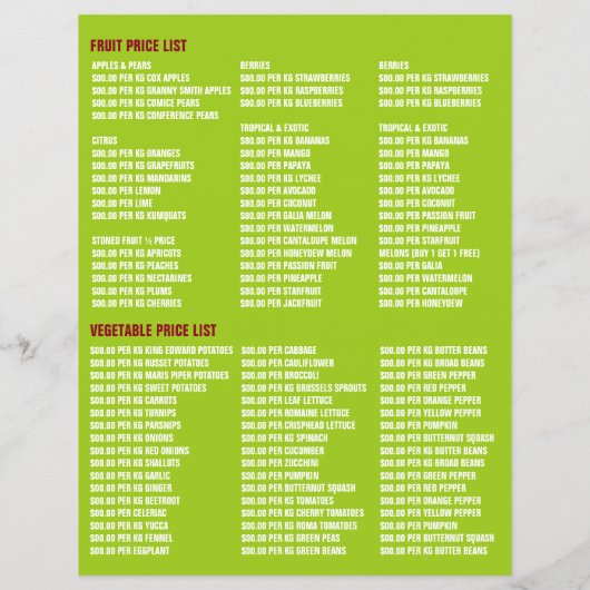 Green Apples, Greengrocers Advertising チラシ (裏面)