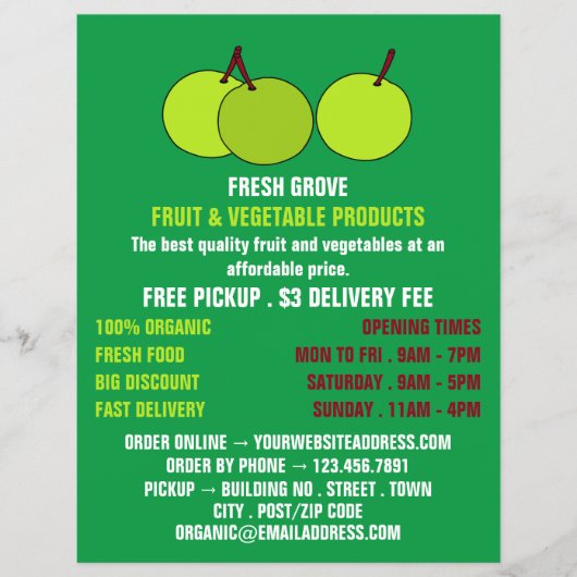 Green Apples, Greengrocers Advertising チラシ (正面)