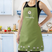 Green Apron for Women with Daisies エプロン