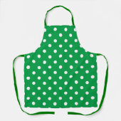 Green apron with white polka dots, displayed flat  エプロン (正面)