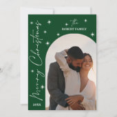 Green Arch Modern Script 2 Photo Merry Christmas  シーズンカード (正面)