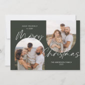 Green Arch Photos Modern Elegant Script Christmas シーズンカード (正面)