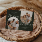 Green Arch Photos Modern Elegant Script Christmas シーズンカード