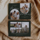 Green Arch Photos Modern Elegant Script Christmas シーズンカード