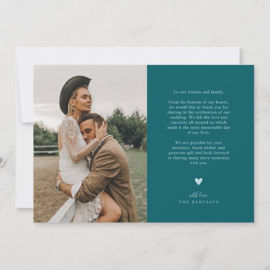 Green Arch's Thank 結婚 Script サンキューカード (裏面)