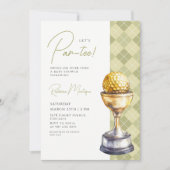 Green Argyle Golf Trophy Lets Par-Tee Baby Shower 招待状 (正面)