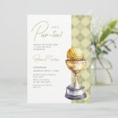 Green Argyle Golf Trophy Lets Par-Tee Baby Shower 招待状 (スタンド正面)