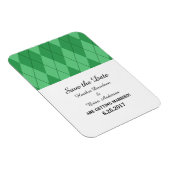 Green Argyle Save the Date Flexi Magnet マグネット (右側)