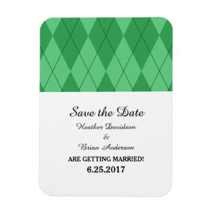 Green Argyle Save the Date Flexi Magnet マグネット