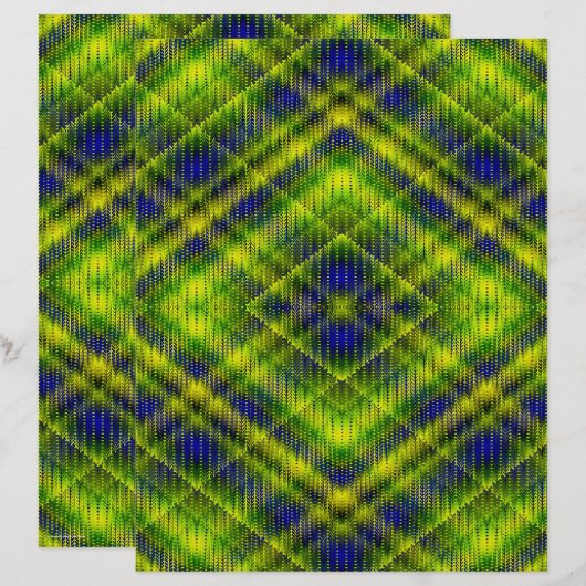 Green Argyle Scrapbook Paper 2-Sided Page (正面/裏面)