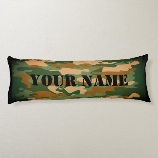 Green army camo camouflage print custom name ボディピロー (裏面)