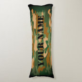 Green army camo camouflage print custom name ボディピロー (正面縦)