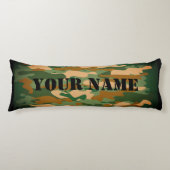 Green army camo camouflage print custom name ボディピロー (正面)