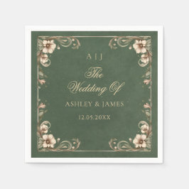 Green Art Nouveau Enchanted Wedding Napkins スタンダードカクテルナプキン