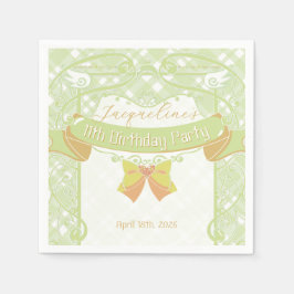 Green Art Nouveau Princess Birthday スタンダードカクテルナプキン