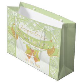 Green Art Nouveau Princess Birthday ラージペーパーバッグ