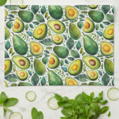 Green Avocado and Herb Kitchen Towel キッチンタオル (折り畳み)
