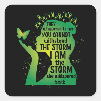 Green Awareness Butterfly Mental Health スクエアシール