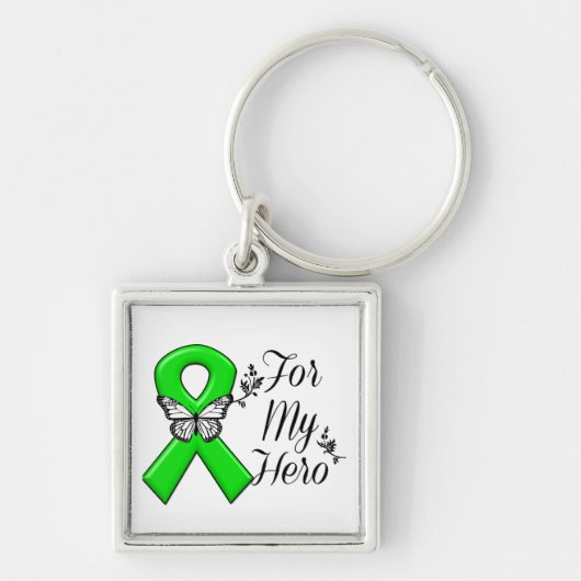Green Awareness Ribbon For My Hero キーホルダー (正面)