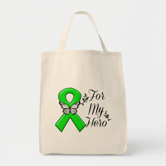 Green Awareness Ribbon For My Hero トートバッグ (正面)
