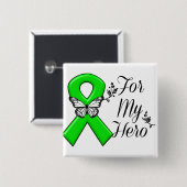 Green Awareness Ribbon For My Hero 缶バッジ (正面&裏面)