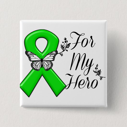 Green Awareness Ribbon For My Hero 缶バッジ (正面)