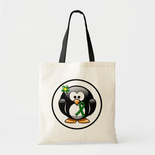 Green Awareness Ribbon Penguin トートバッグ (正面)
