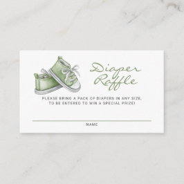 Green Baby Booties Baby Shower Diaper Raffle エンクロージャーカード