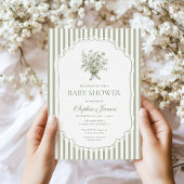 Green Baby Shower Invitation Template Gender Boho 招待状