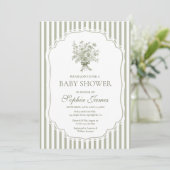 Green Baby Shower Invitation Template Gender Boho 招待状 (スタンド正面)