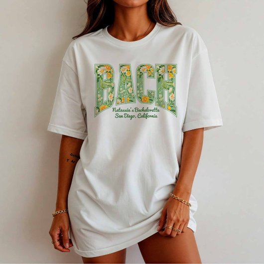 Green BACH Floral Retro Varsity Bridesmaid Tシャツ
