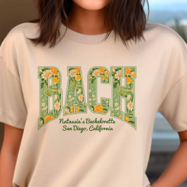 Green BACH Floral Retro Varsity Bridesmaid Tシャツ