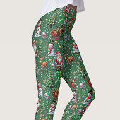 Green Background Christmas Decorative Pattern レギンス
