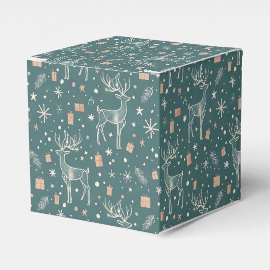 Green background with deer, gift packaging フェイバーボックス (正面サイド)