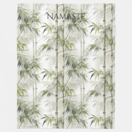 Green Bamboo Mindfulness Yoga フリースブランケット