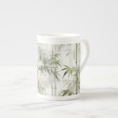 Green Bamboo Mindfulness Yoga ボーンチャイナマグカップ (正面右)
