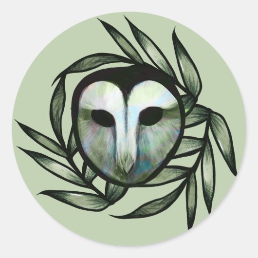Green Barn Owl                                     ラウンドシール (正面)