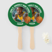 Green Basketball Player Photo High School Spirit ハンドファン (正面&裏面)