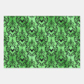 Green Bat Halloween Damask Patterns ラッピングペーパーシート (正面)