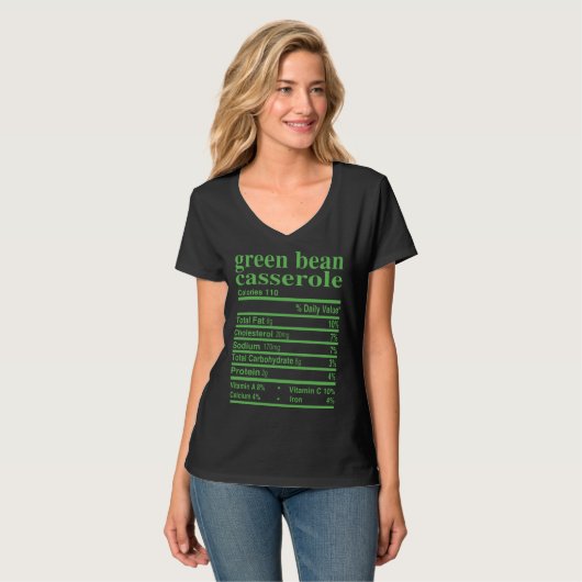 Green Bean Casserole Costume Thanksgiving Nutritio Tシャツ (正面フル)