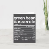 Green Bean Cerole Nutrition Facts Funny Thanksg  カード (正面)