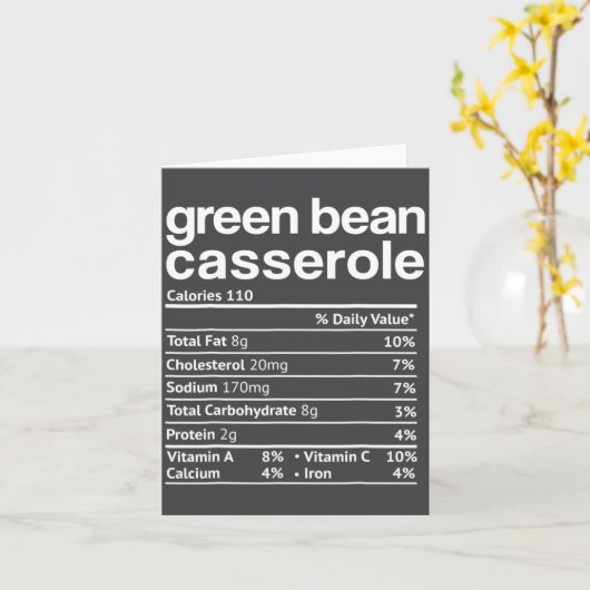 Green Bean Cerole Nutrition Facts Funny Thanksg  カード (黄色い花)