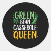 Green Bean Cerole Queen Kitchen Funny Thanksgiving ラウンドシール (正面)