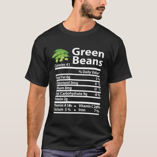 Green Beans Nutrition Fact Thanksgiving Christmas Tシャツ (正面)