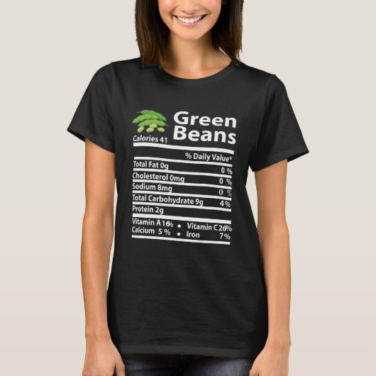 Green Beans Nutrition Fact Thanksgiving Christmas Tシャツ (正面)
