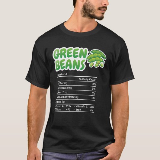 Green beans Nutrition Facts  Thanksgiving Christma Tシャツ (正面)