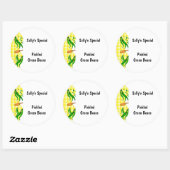 Green Beans Yellow Checksカスタムラベル ラウンドシール (シート)